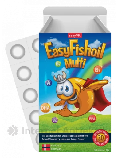 EasyFishoil Multi Zivju eļļa ar zemeņu,citrona,apelsīna garšu, 30 pastilas | internetaptieka.lv