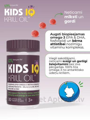 LYL KIDS IQ Krill Oil™️, 30 košļājamas pastilas ar augļu garšu | internetaptieka.lv