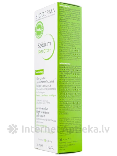 Bioderma Sebium Kerato+ гель против прыщей, 30 мл | internetaptieka.lv