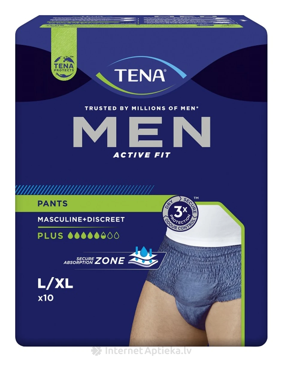 TENA Men püksid Plus L/XL Sinised püksid meestele, 10 tk. | internetaptieka.lv