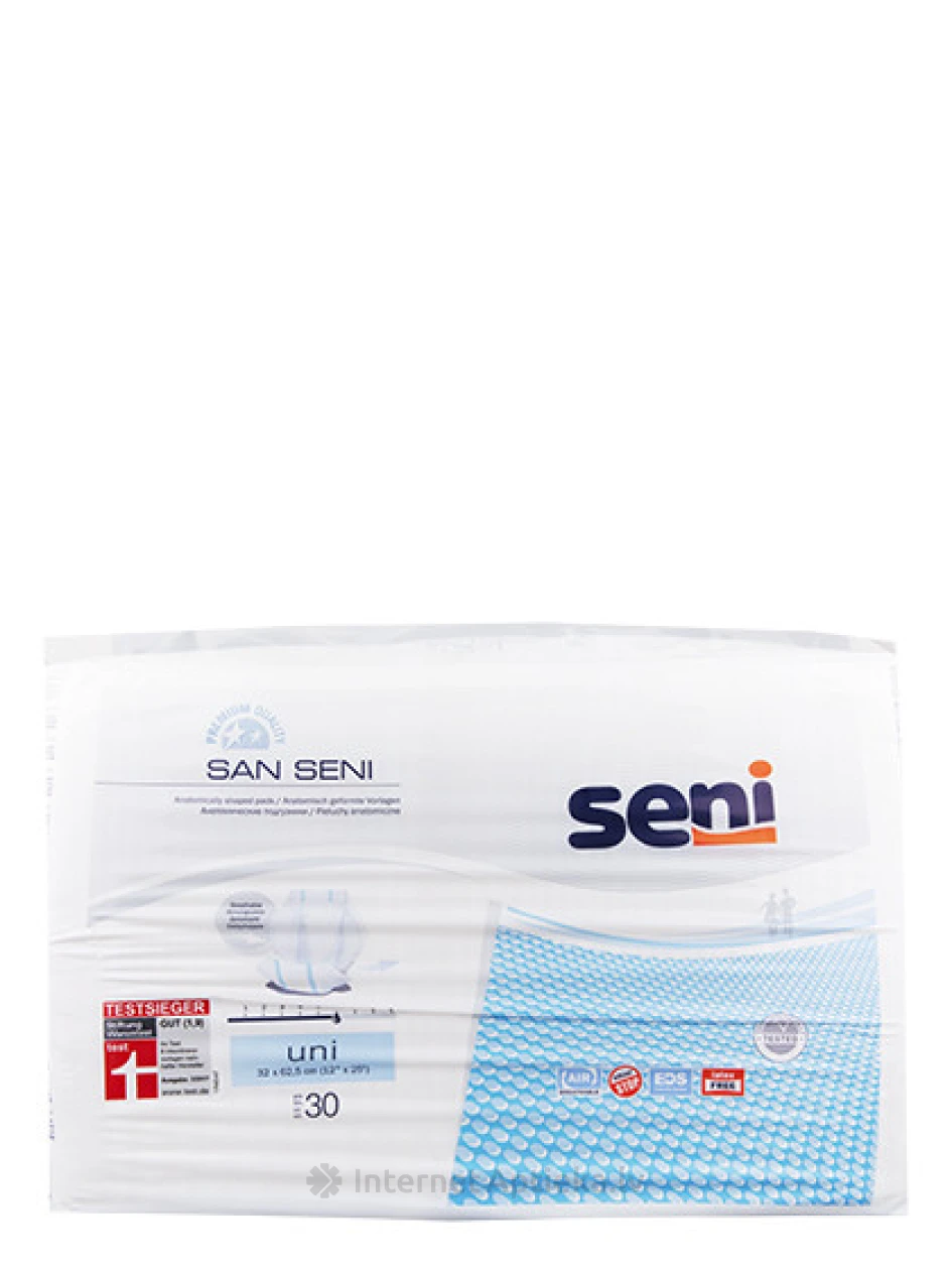 Seni San Uni anatoomilise kujuga hügieenisidemed, 30 tk. | internetaptieka.lv