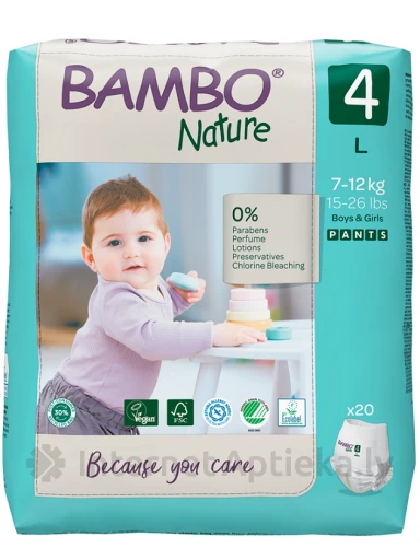 Bambo Nature детские подгузники, L 7-14 кг, 20 шт. | internetaptieka.lv