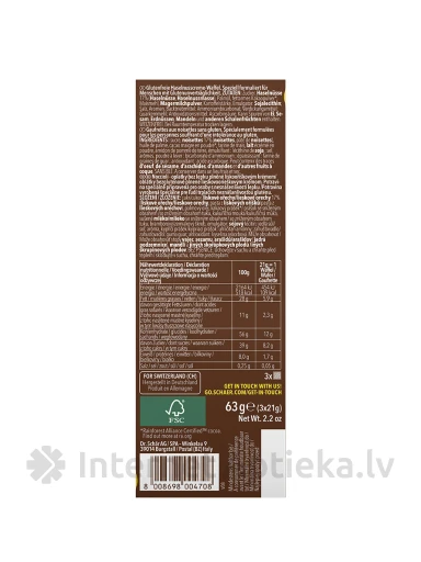 Schär Nocciloli безглютеновые Вафли с шоколадом и лесными орехами, 3 х 21 г | internetaptieka.lv