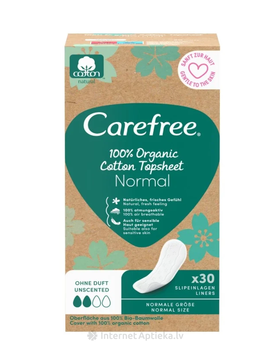 CAREFREE Ежедневные прокладки "Normal" Organic, 30 шт. | internetaptieka.lv