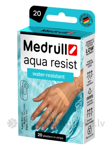 Medrull Aqua Resist пластырь, универсальный, 20 шт. | internetaptieka.lv