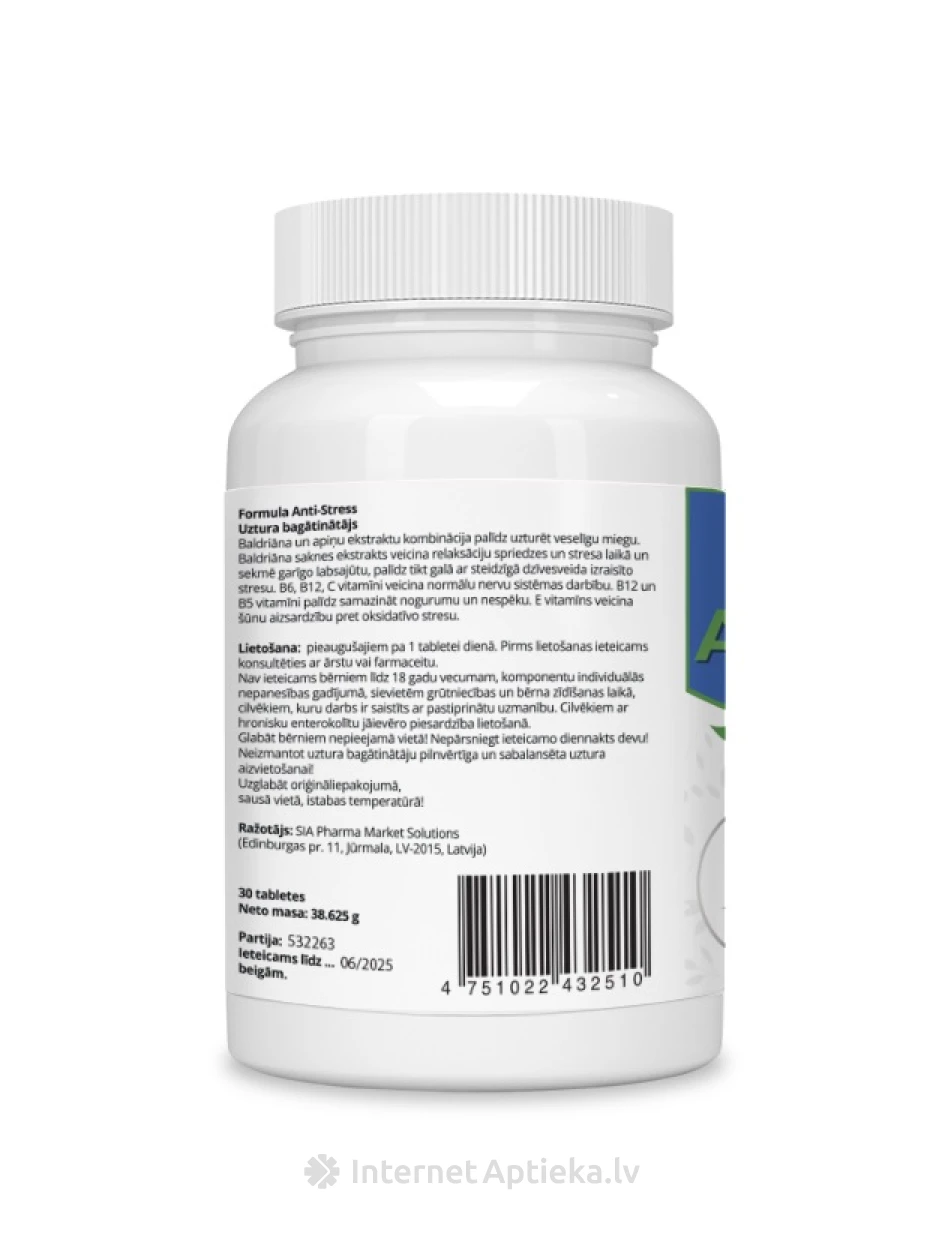 Stressivastane valem, 30 tabletti | internetaptieka.lv