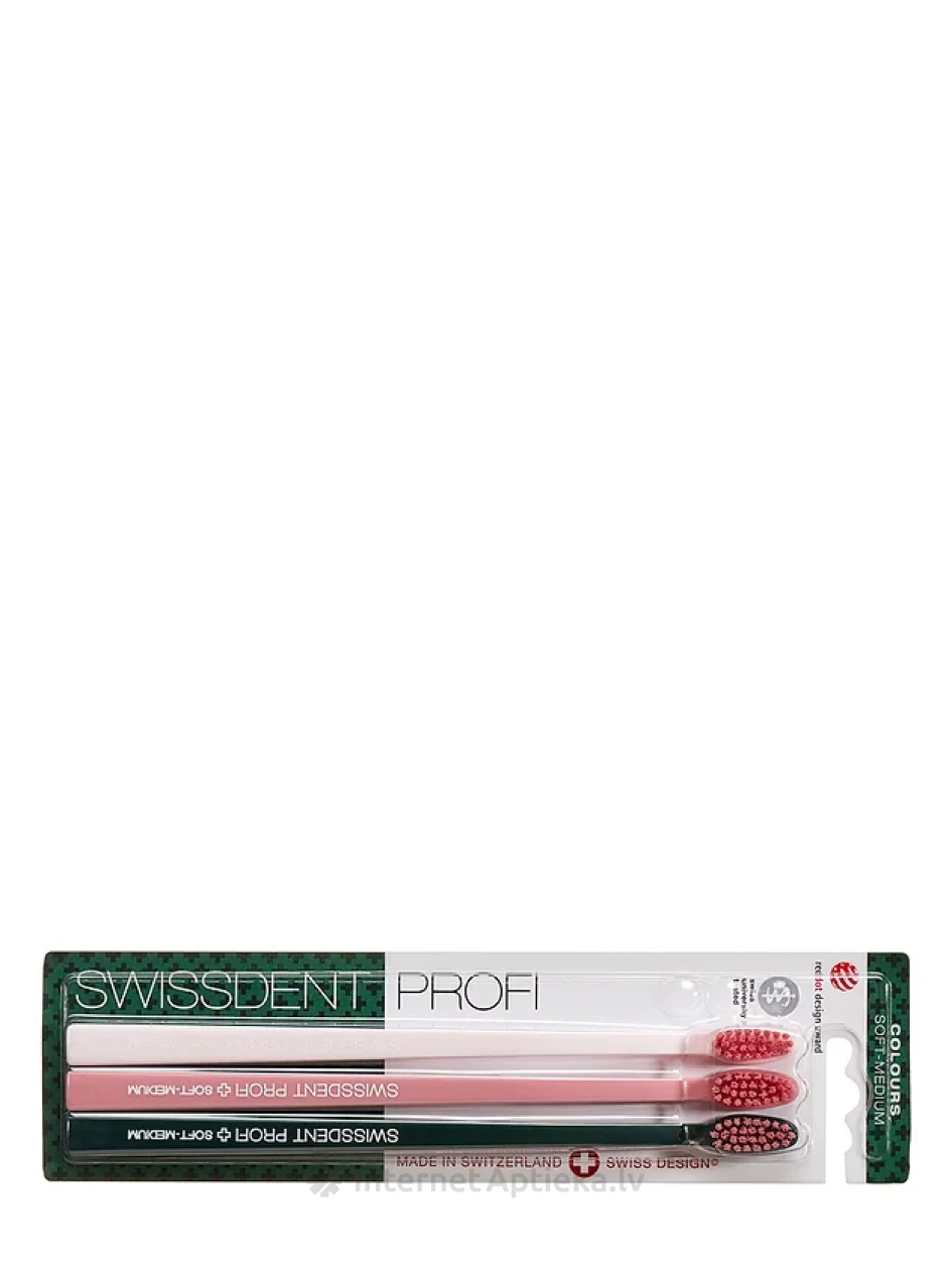 Swissdent Colours Vidēji mīkstas zobu birstes, 3 gb. | internetaptieka.lv