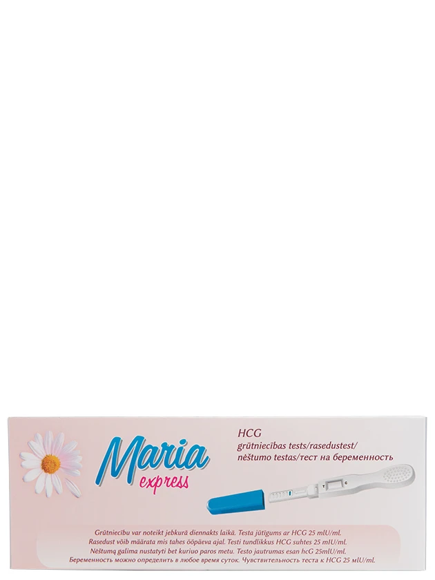 Latvia product data sample: Maria Express tests grūtniecības noteikšanai, 1 gb.