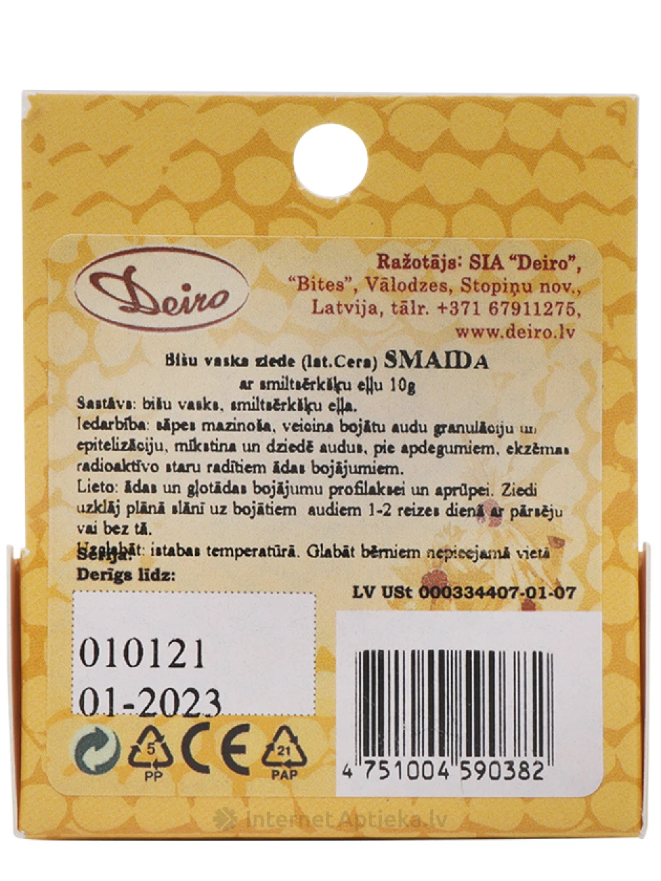 Deiro mesilasvaha Smile Salv astelpajuõliga, 10 g | internetaptieka.lv