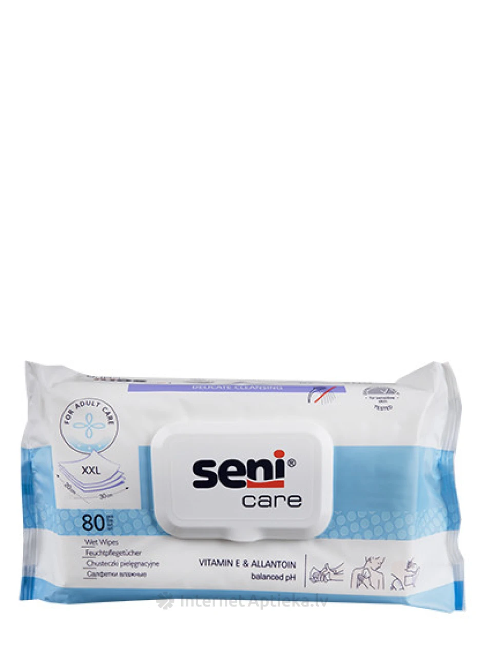 Seni Care XXL mitrās salvetes ar vāciņu 20 x 30 cm, 80 gb. | internetaptieka.lv