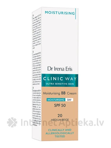 Clinic Way увлажняющий BB крем SPF50 light beige, 50 мл | internetaptieka.lv