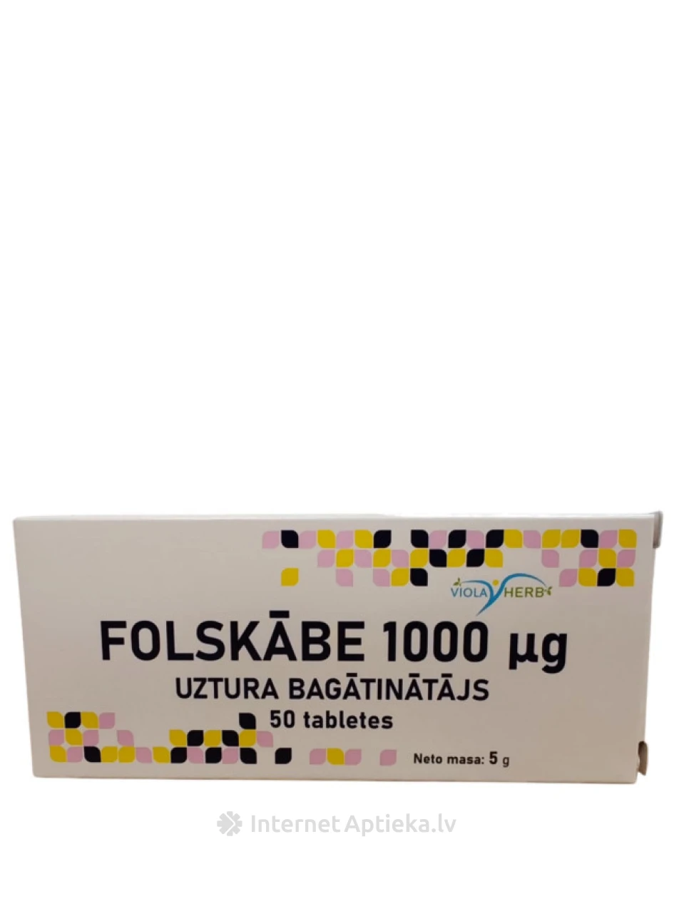 Фолиевая кислота 1 mg, 50 таблеток | internetaptieka.lv