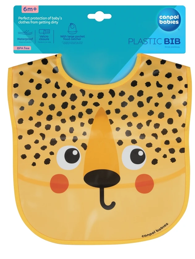 CANPOL babies barošanas lacīte ar kabatu BabiesBoo Cheetah