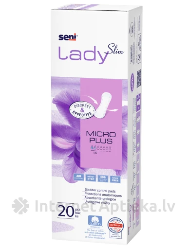 Seni Lady Slim Micro Plus uroloģiskie ieliktņi, 20 gb. | internetaptieka.lv