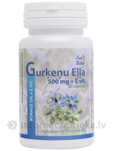 AP Gurķeņu eļļa ar E vitamīnu 500 mg, 60 kapsulas | internetaptieka.lv