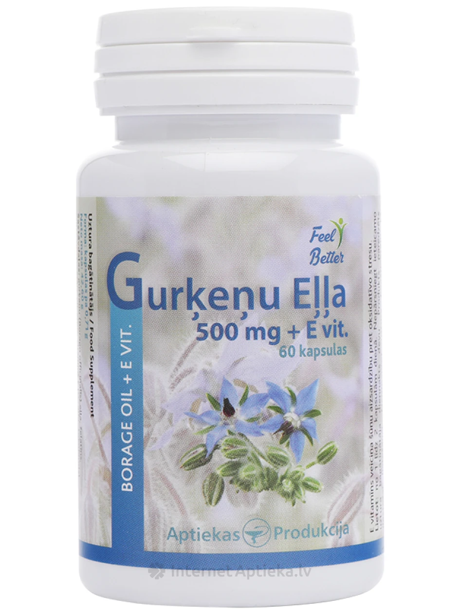 AP Gurķeņu eļļa ar E vitamīnu 500 mg, 60 kapsulas | internetaptieka.lv