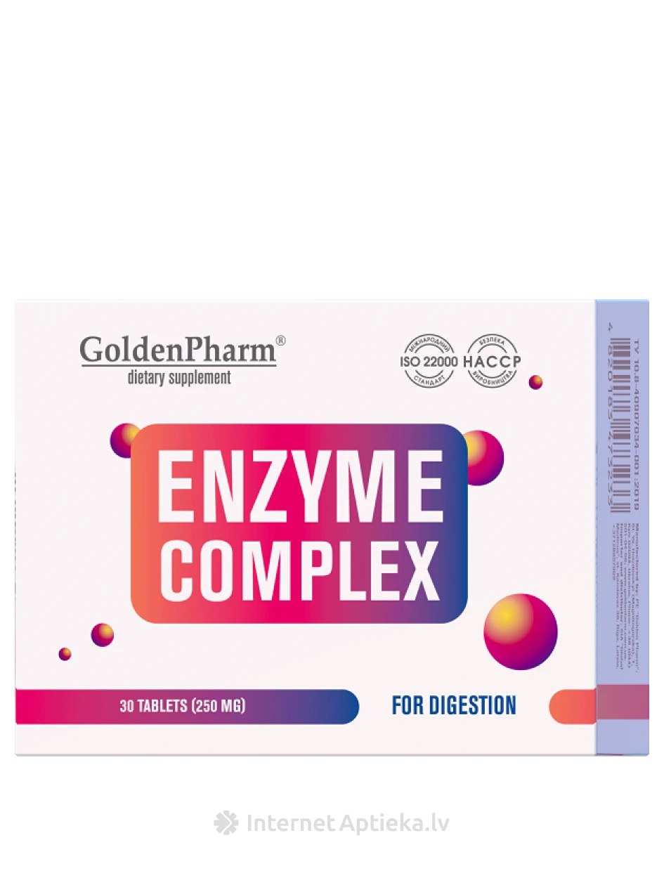 Golden Pharm Ферментный комплекс 250 мг, 30 таблеток | internetaptieka.lv