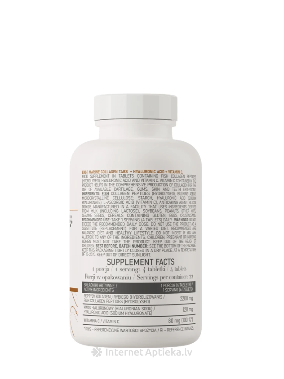 OstroVit Marine Collagen + Hyaluronic Acid + Vitamin C tabletes, 90 gb. | internetaptieka.lv