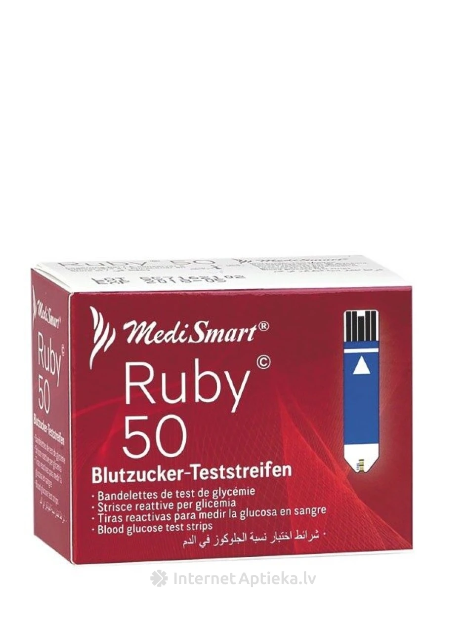Medismart ruby teststrēmeles, 50 gb. | internetaptieka.lv