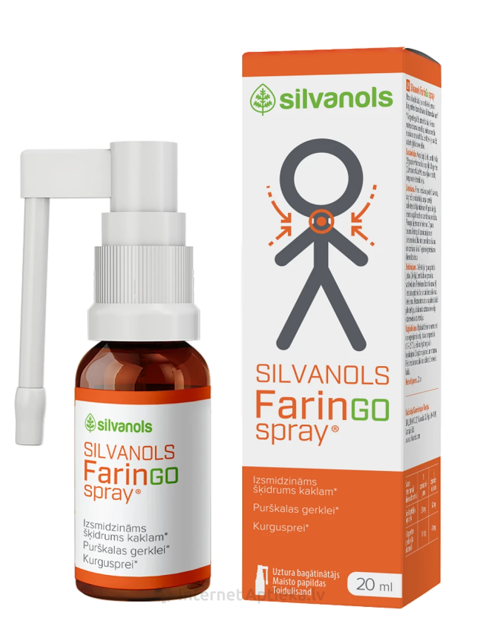 Silvanols faringospray sprejs, 20 ml | internetaptieka.lv