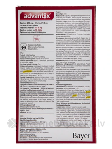 Advantix šķīdums pret blusām un ērcēm suņiem 10-25 kg, 1 gb. | internetaptieka.lv