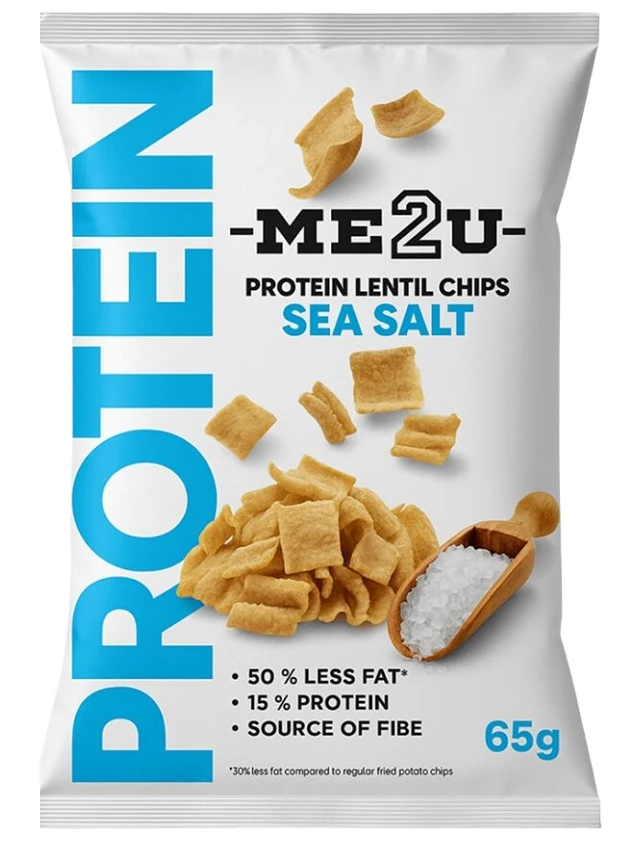 ME2U Proteīna lēcu čipsi ar jūras sāli, 65 g