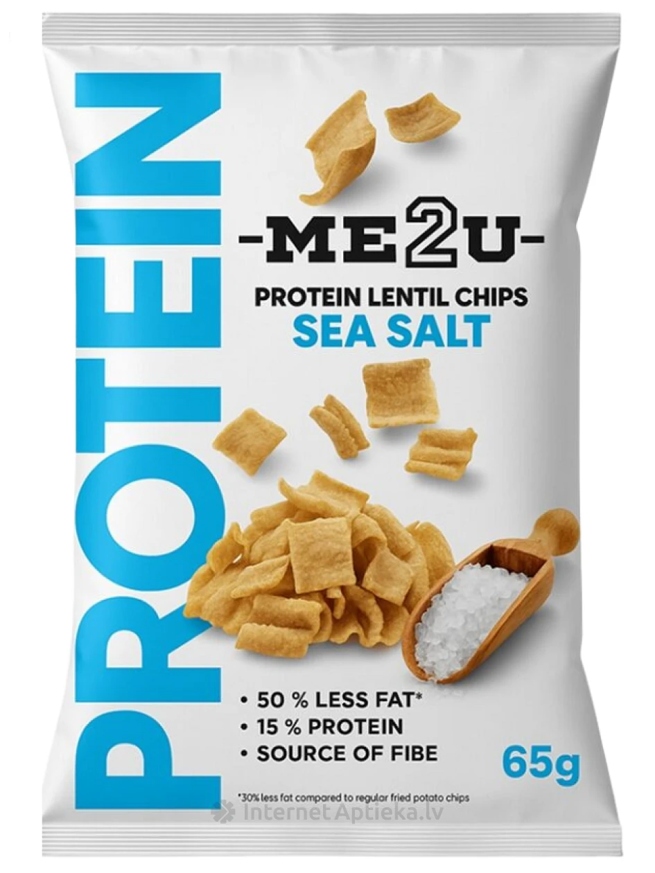 ME2U Протеиновые чечевичные чипсы с морской солью, 65 g | internetaptieka.lv