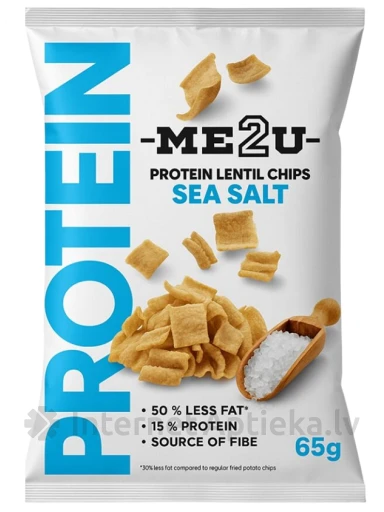 ME2U Протеиновые чечевичные чипсы с морской солью, 65 g | internetaptieka.lv