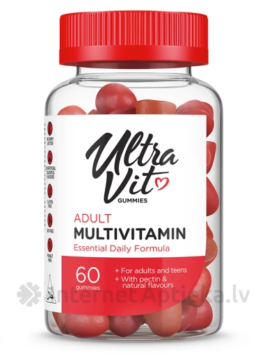 UltraVit Gummies Adult Multivitamin, 60 жевательных пастилок | internetaptieka.lv