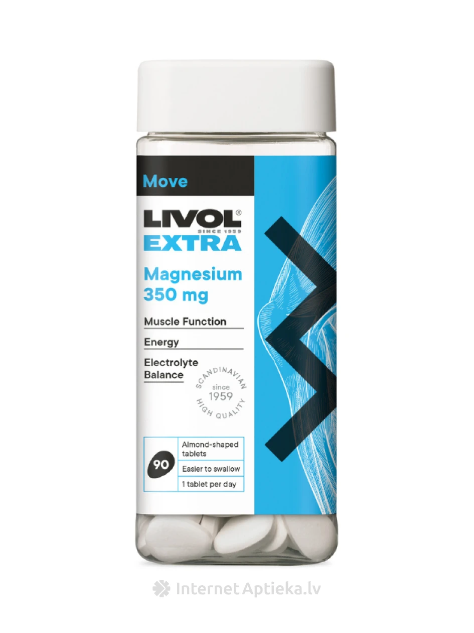 LIVOL EXTRA Magnesium 350 mg, 90 gb. | internetaptieka.lv