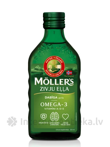 Möller′s Omega-3 zivju eļļa ar dabīgu garšu, 250 ml | internetaptieka.lv
