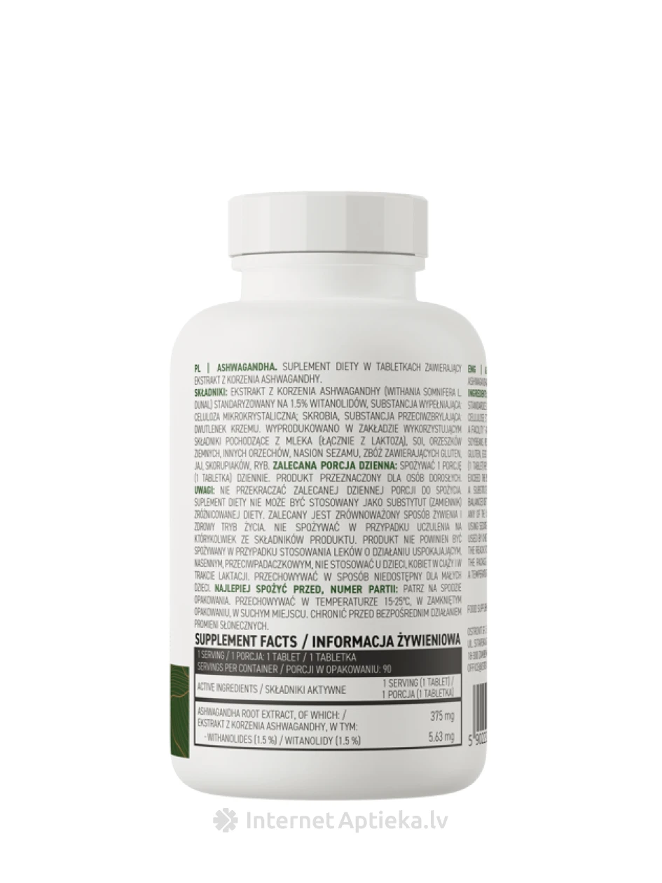OstroVit Ashwagandha tabletes, 90 gb. | internetaptieka.lv