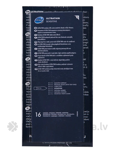 LifeStyles Ultra Thin Sensitive Prezervatīvi, 12 + 4 gb. | internetaptieka.lv