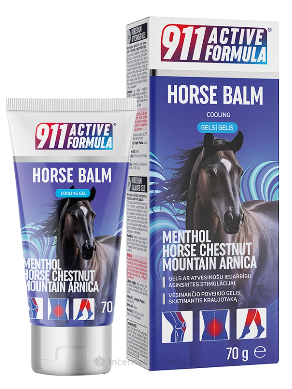 911 Active formula Horse Balm cooling гель, 70 г | internetaptieka.lv