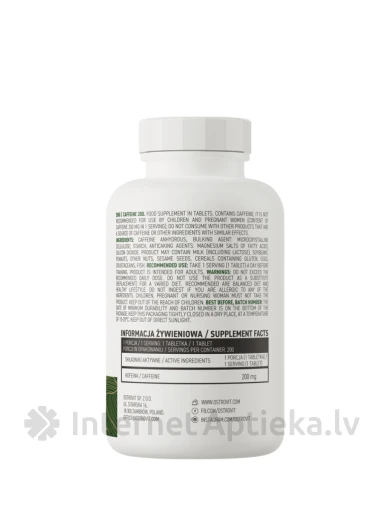 OstroVit Caffeine 200 mg VEGE tabletes, 200 gb. | internetaptieka.lv