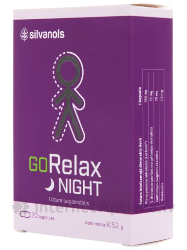 Silvanols GoRelax Night, 20 kapsulas | internetaptieka.lv