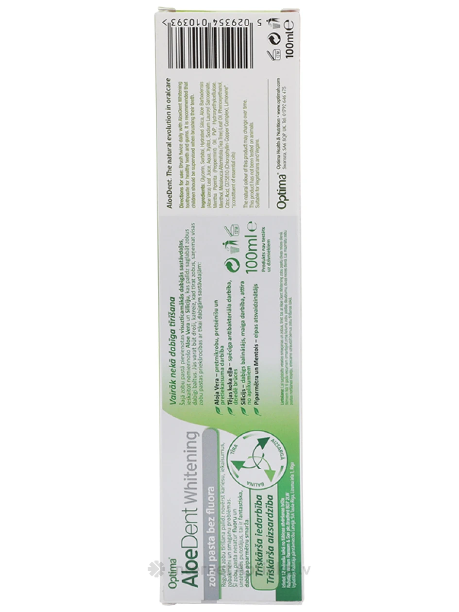 AloeDent Whitening balinošā zobu pasta ar Aloe Vera (alveju), 100 ml | internetaptieka.lv