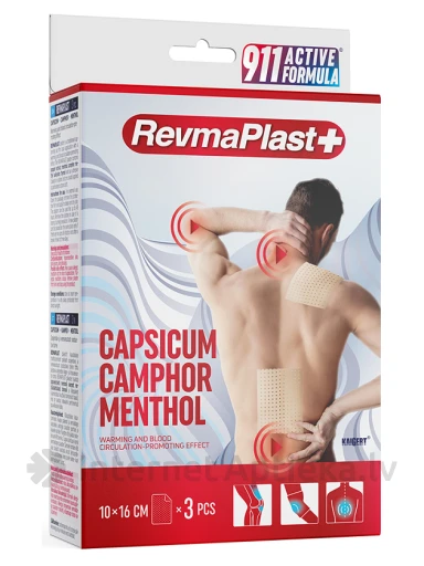 911 active formula Revmaplast+ plāksteri 10x16cm, 3 gb. | internetaptieka.lv