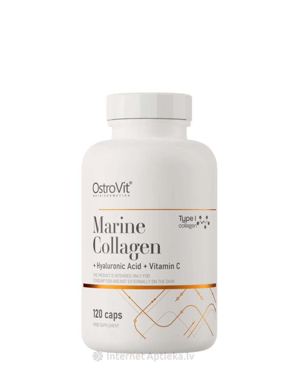 OstroVit Marine collagen + hyaluronic acid + vitamin C kapsulas, 120 gb. | internetaptieka.lv