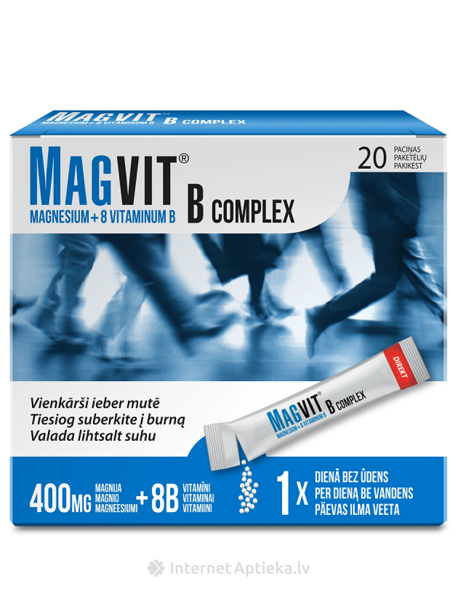 MagVit B Complex растворяющиеся во рту гранулы, 20 пакетиков | internetaptieka.lv