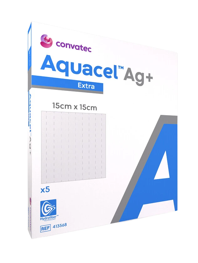 AQUACEL Extra Ag+ brūču pārsējs 15x15 cm, 5 gab.