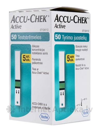 Тест-полоски Accu-Chek Active, 50 шт. | internetaptieka.lv