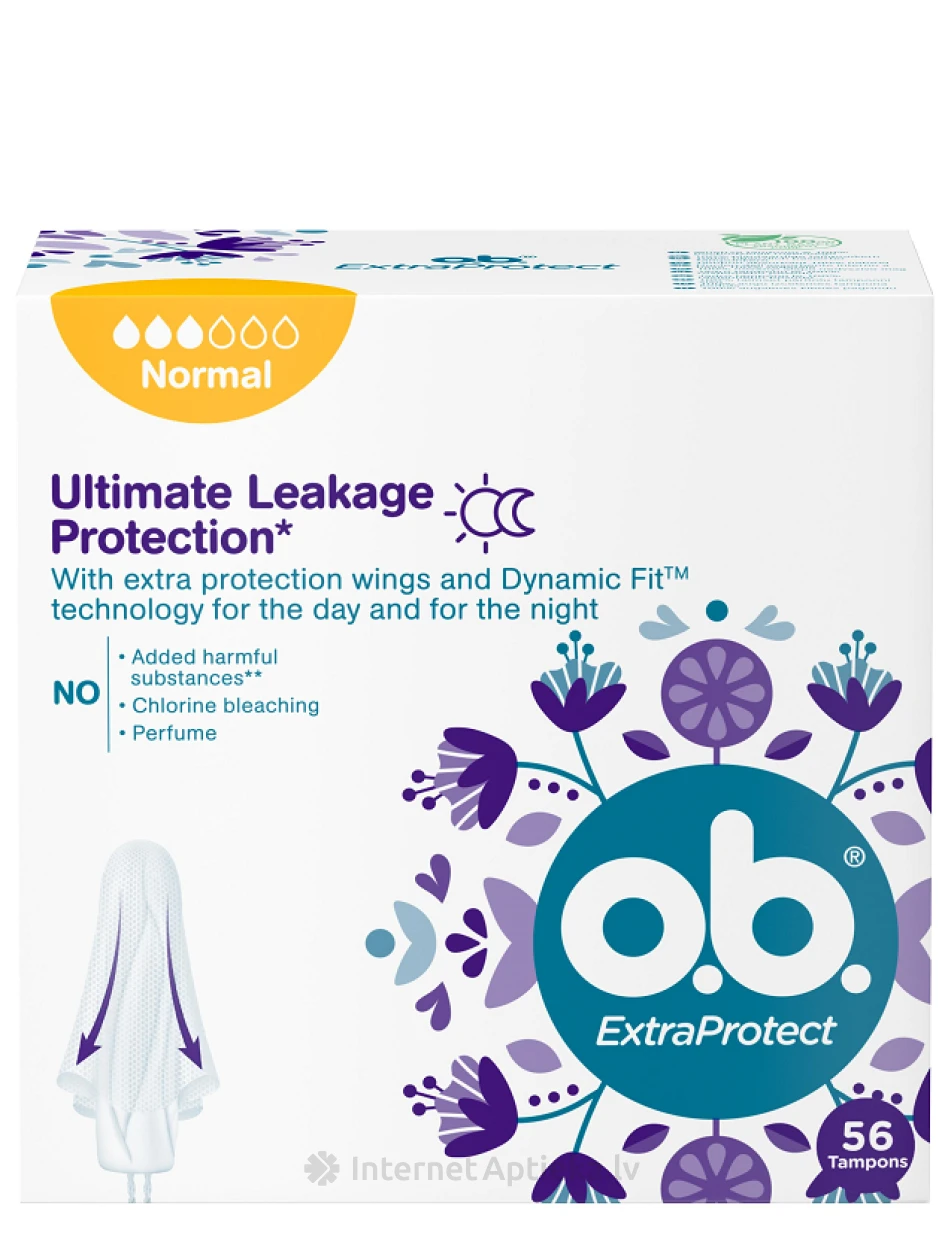 O. B. EXTRA Protect Normal hügieenilised tampoonid, 56 tk. | internetaptieka.lv