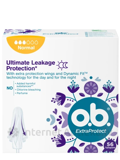 O.B. EXTRAProtect Normal Тампоны, 56 шт. | internetaptieka.lv