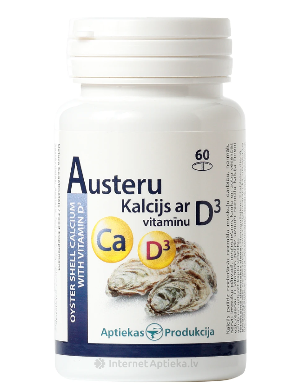 Устричный кальций 500 с витамином D3, 60 таблеток | internetaptieka.lv