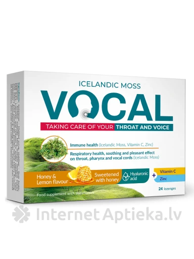 Vocal pastilas ar citronu un medus garšu, 24 gb. | internetaptieka.lv