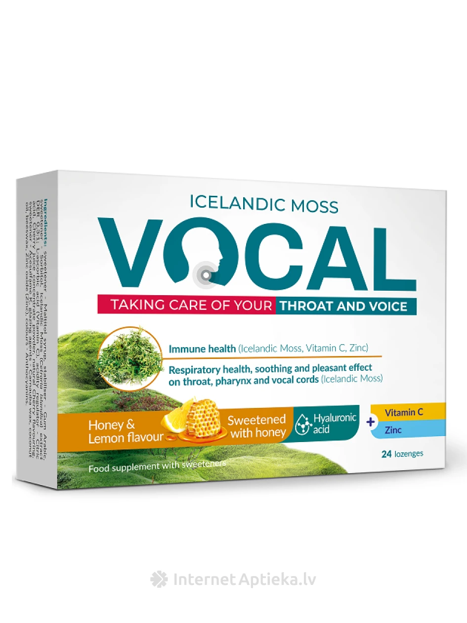 Vocal пастилки со вкусом лимона и меда, 24 шт. | internetaptieka.lv