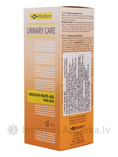 Diafarm Urolysin pasta-gels nieru darbībai kaķiem, 50 g | internetaptieka.lv