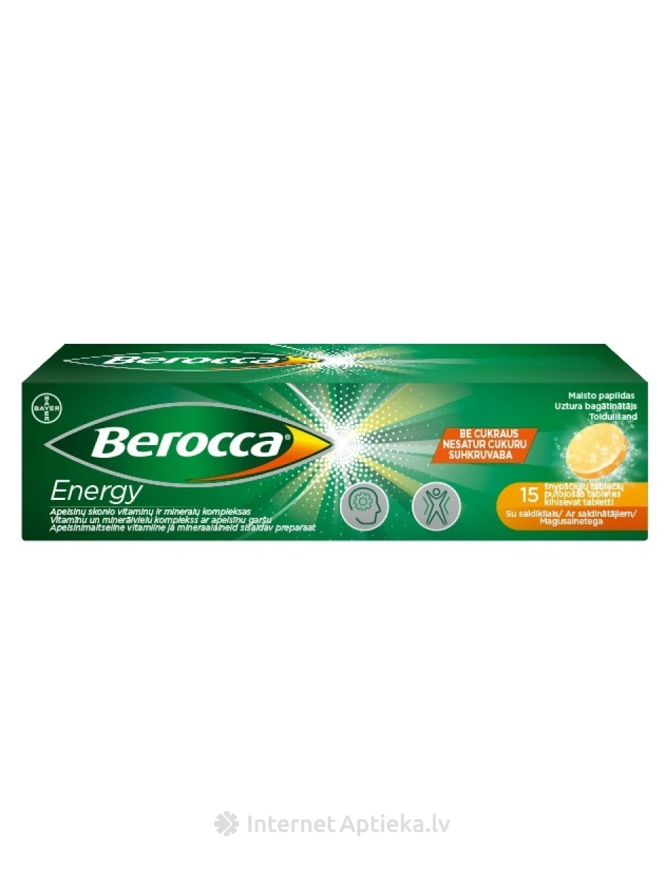 Berocca Energy шипучие таблетки, 15 шт. | internetaptieka.lv