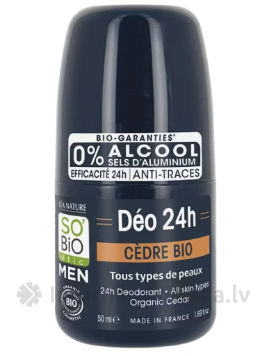 So Bio Vīriešu dezodorants ar ciedru 24 stundas, 50 ml | internetaptieka.lv